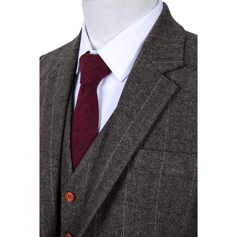 Country Estate Herringbone Tweed 3 Piece Suit - Yoosuitan