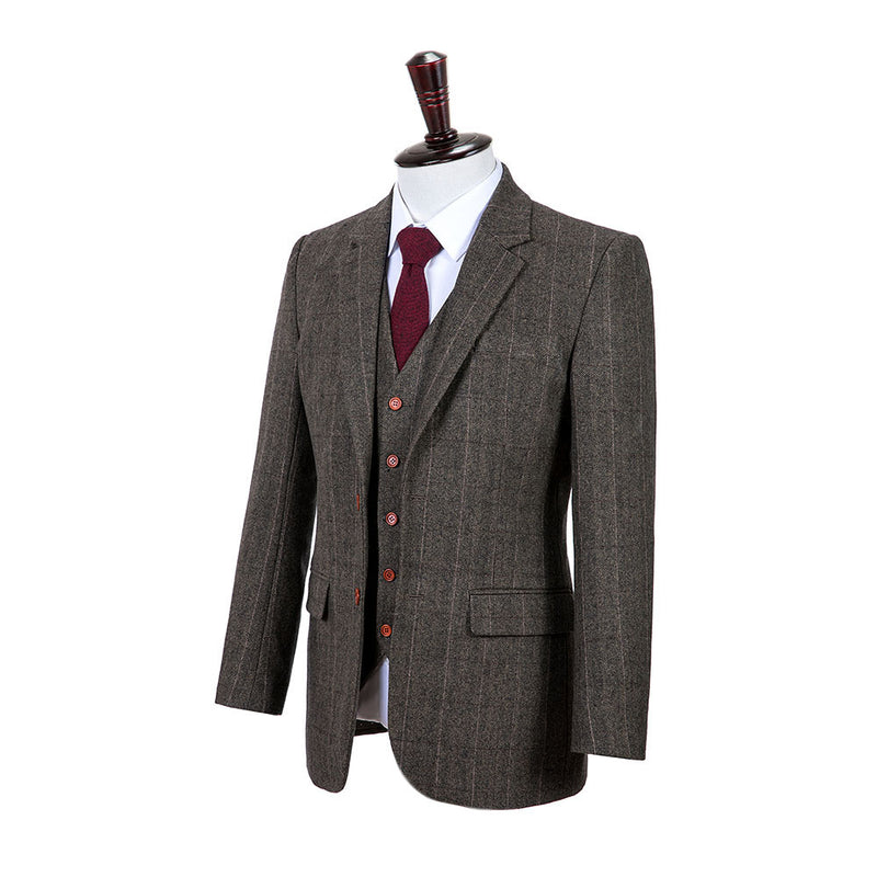 Country Estate Herringbone Tweed 3 Piece Suit - Yoosuitan