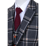 Grey Windowpane Plaid Tweed 3 Piece Suit - Yoosuitan