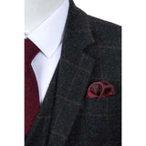 Grey Windowpane Tweed 3 Piece Men Suit - Yoosuitan