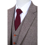 Classic Brown Barleycorn Tweed 3 Piece Men Suit - Yoosuitan