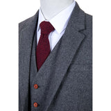 Grey Twill Tweed 3 Piece Men Suit - Yoosuitan