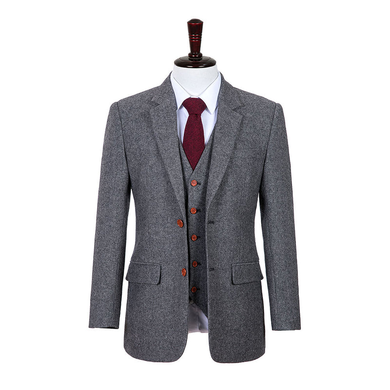 Grey Barleycorn Tweed 3 Piece Suit - Yoosuitan