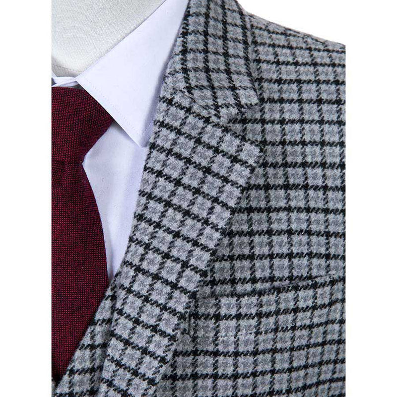 Grey Houndstooth Tweed 3 Piece Suit