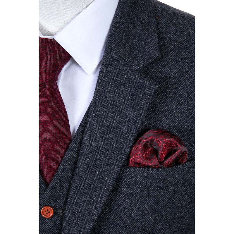 Dark Grey Estate Herringbone Tweed 3 Piece Suit - Yoosuitan