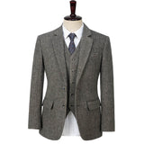 Light Grey Herringbone Tweed 3 Piece Suit - Yoosuitan