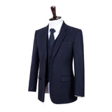 Dark Navy Twill Tweed 3 Piece Men Suit - Yoosuitan