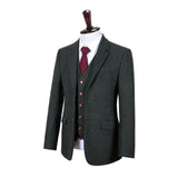 Green Herringbone Tweed 3 Piece Suit - Yoosuitan