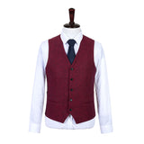 Maroon Barleycorn Tweed 3 Piece Suit - Yoosuitan