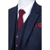 Navy Barleycorn Tweed 3 Piece Suit