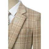 Beige Windowpane Tweed 3 Piece Suit - Yoosuitan