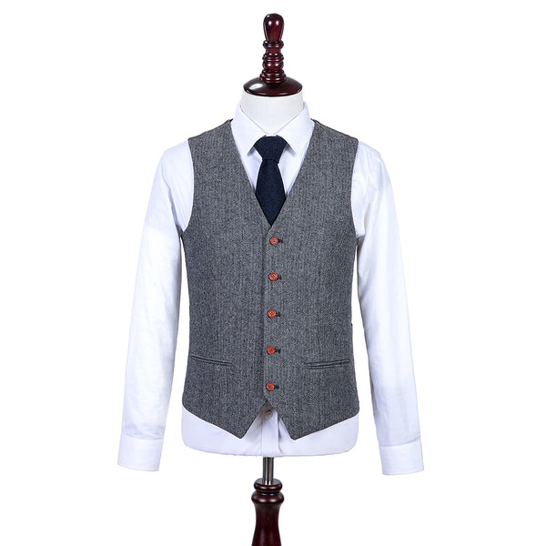 Grey Estate Herringbone Tweed Vest