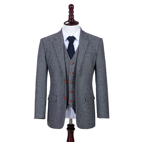 Grey Estate Herringbone Tweed Three Piece Suit