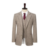 Light Linen Barleycorn Tweed 3 Piece Suit - Yoosuitan