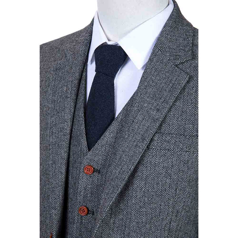 Grey Estate Herringbone Tweed Three Piece Suit