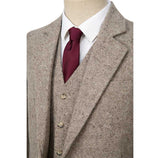 Light Linen Barleycorn Tweed 3 Piece Suit - Yoosuitan