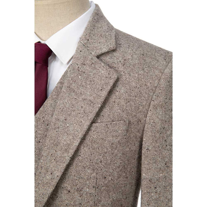 Light Linen Barleycorn Tweed 3 Piece Suit - Yoosuitan