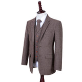 Brown Herringbone Tweed 3 Piece Suit