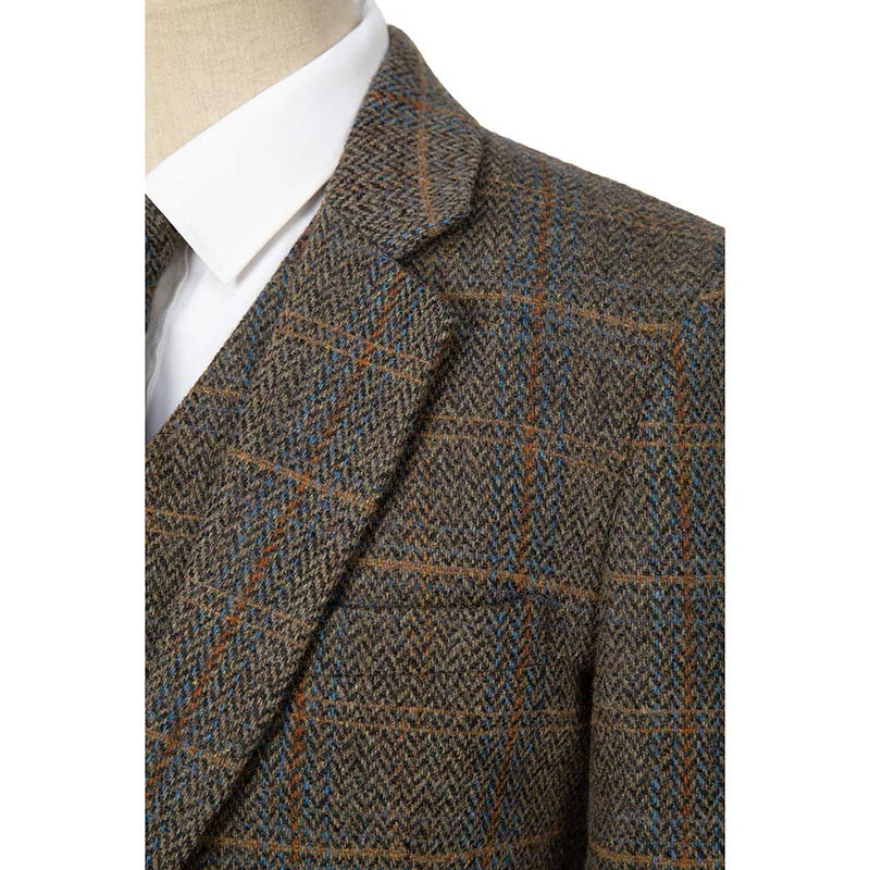 Ginger Earth tone Estate Herringbone Windowpane Tweed 3 Piece Suit - Yoosuitan