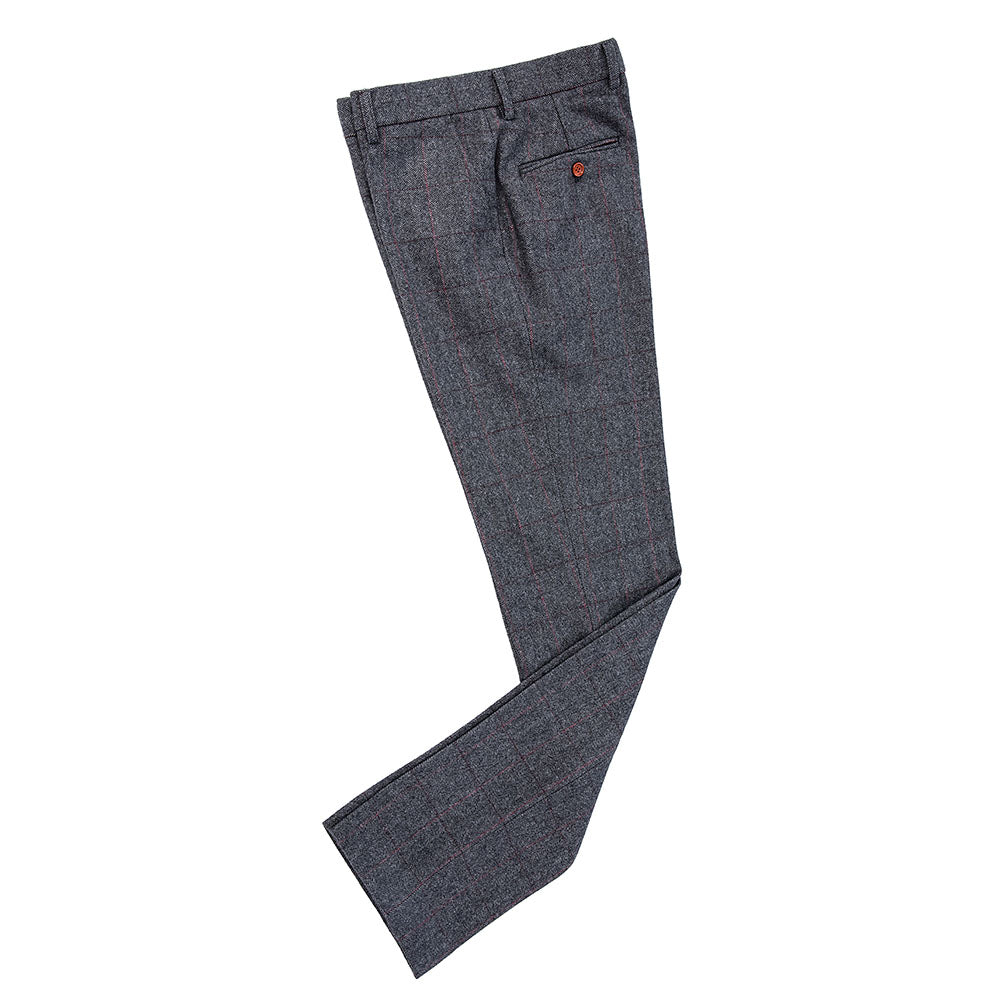 Traditional Grey Estate Herringbone Tweed Pants