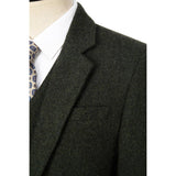 Dark Green Herringbone Tweed 3 Piece Suit - Yoosuitan