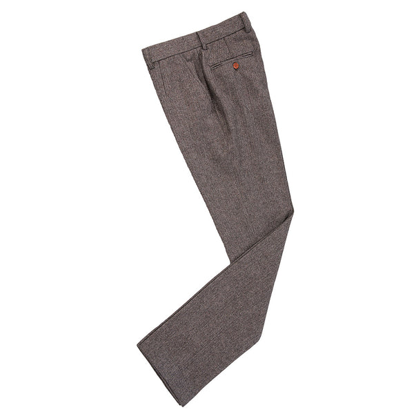 Brown Herringbone Tweed Pants