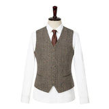 Blown Herringbone Color Point Tweed 3 Piece Suit - Yoosuitan