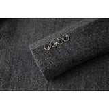 Dark Grey Herringbone Tweed 3 Piece Suit - Yoosuitan