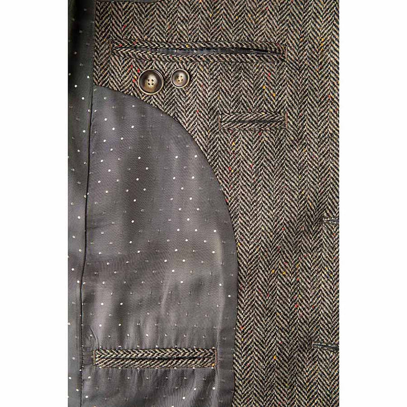 Blown Herringbone Color Point Tweed 3 Piece Suit - Yoosuitan