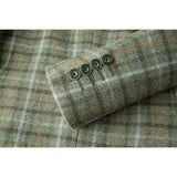 Green Windowpane Tweed 3 Piece Suit - Yoosuitan