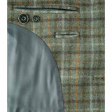 Green Windowpane Tweed 3 Piece Suit - Yoosuitan