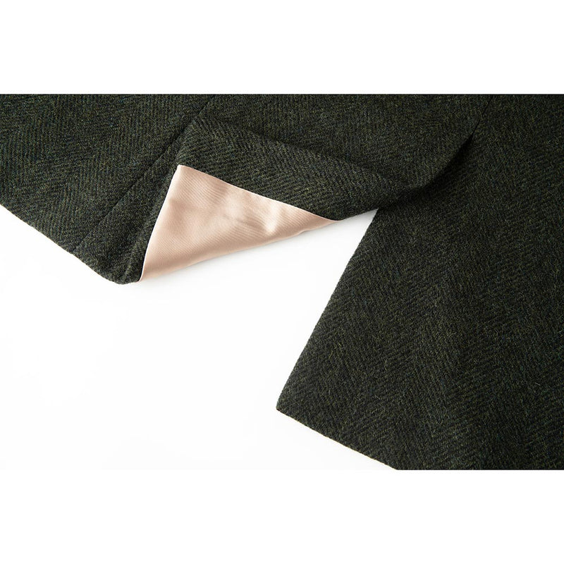 Dark Green Herringbone Tweed 3 Piece Suit - Yoosuitan