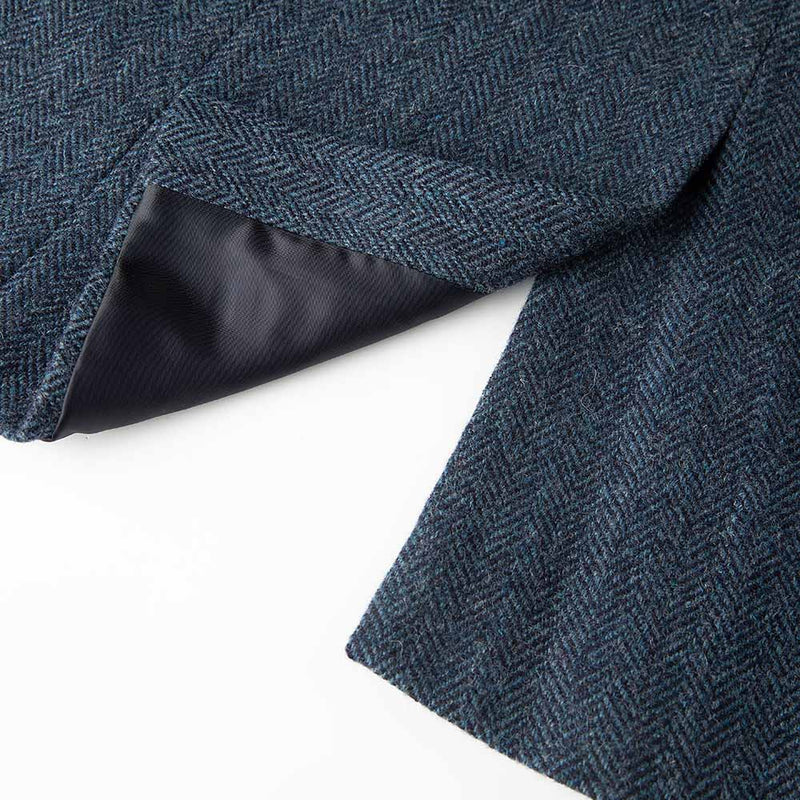 Blue Herringbone Tweed 3 Piece Suit - Yoosuitan