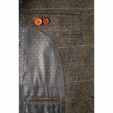 Ginger Earth tone Estate Herringbone Windowpane Tweed 3 Piece Suit - Yoosuitan