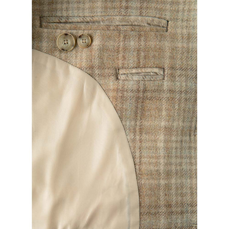 Beige Windowpane Tweed 3 Piece Suit - Yoosuitan