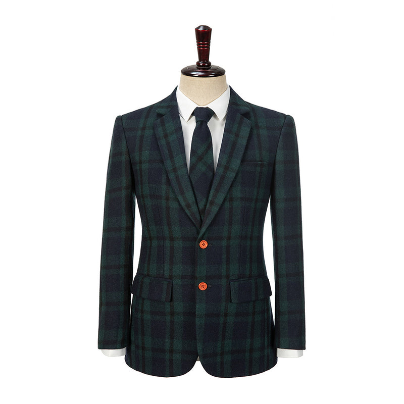 Green Plaid Tweed 3 Piece Suit - Yoosuitan