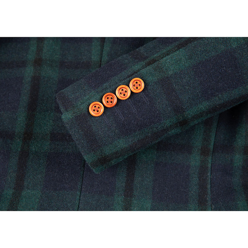 Green Plaid Tweed 3 Piece Suit - Yoosuitan