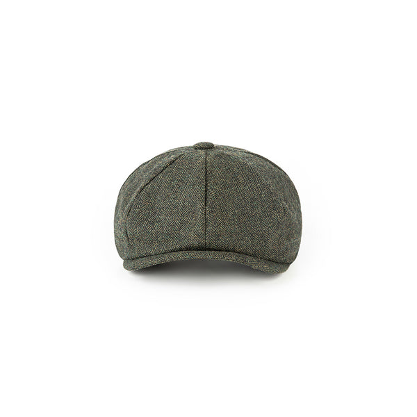 Green Herringbone Tweed Newsboy Caps