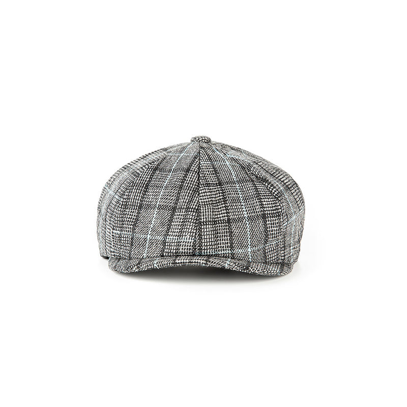 Grey Plaid Tweed Newsboy Caps