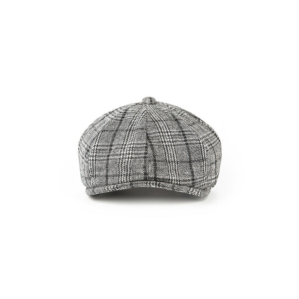 Grey Houndstooth Plaid Tweed Newsboy Caps