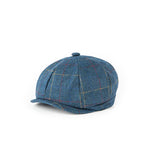 Blue Overcheck Tweed Newsboy Caps