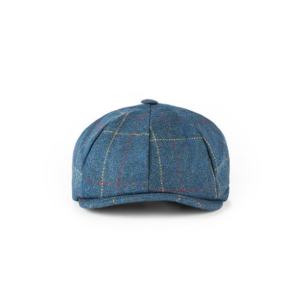 Blue Overcheck Tweed Newsboy Caps