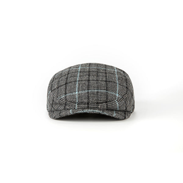 Grey Plaid Tweed Flat Caps
