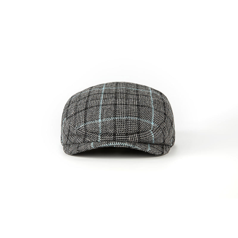 Grey Plaid Tweed Flat Caps
