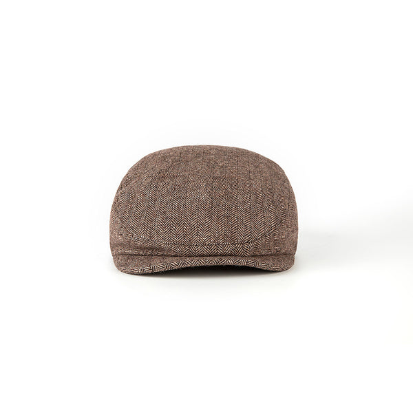 Brown Herringbone Tweed Flat Caps