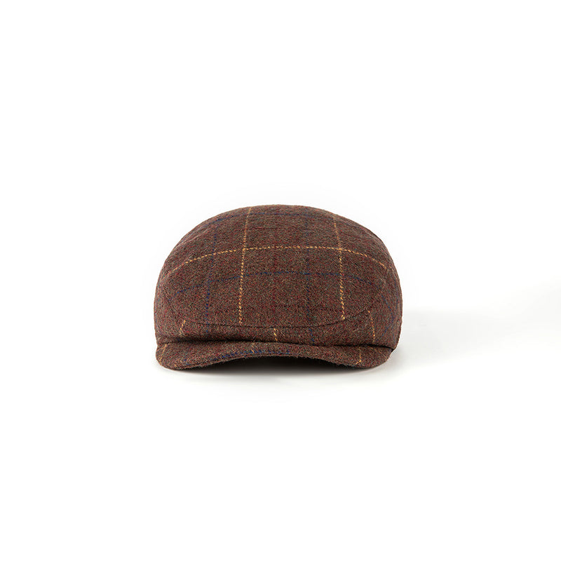 Retro Brown Overcheck Twill Tweed Flat Caps