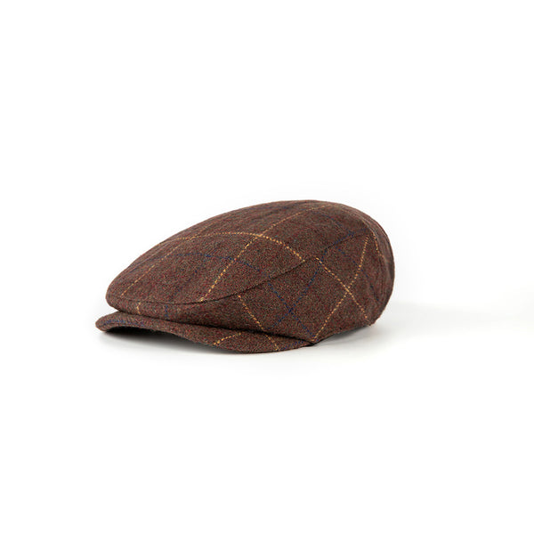 Retro Brown Overcheck Twill Tweed Flat Caps