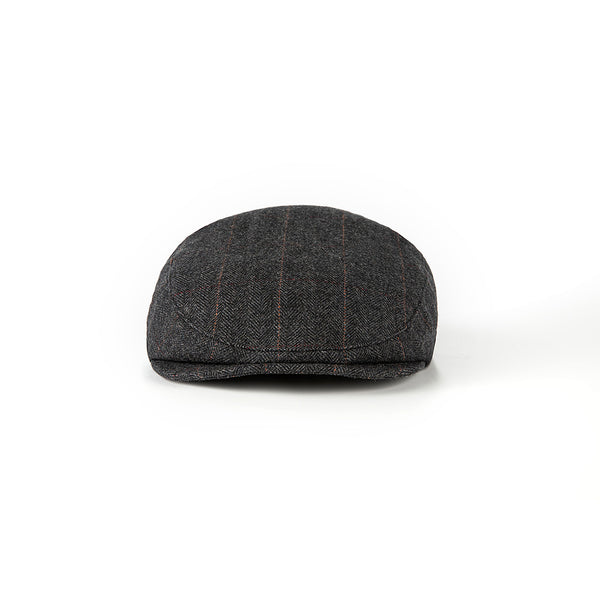 Charcoal Black Estate Herringbone Tweed Flat Caps