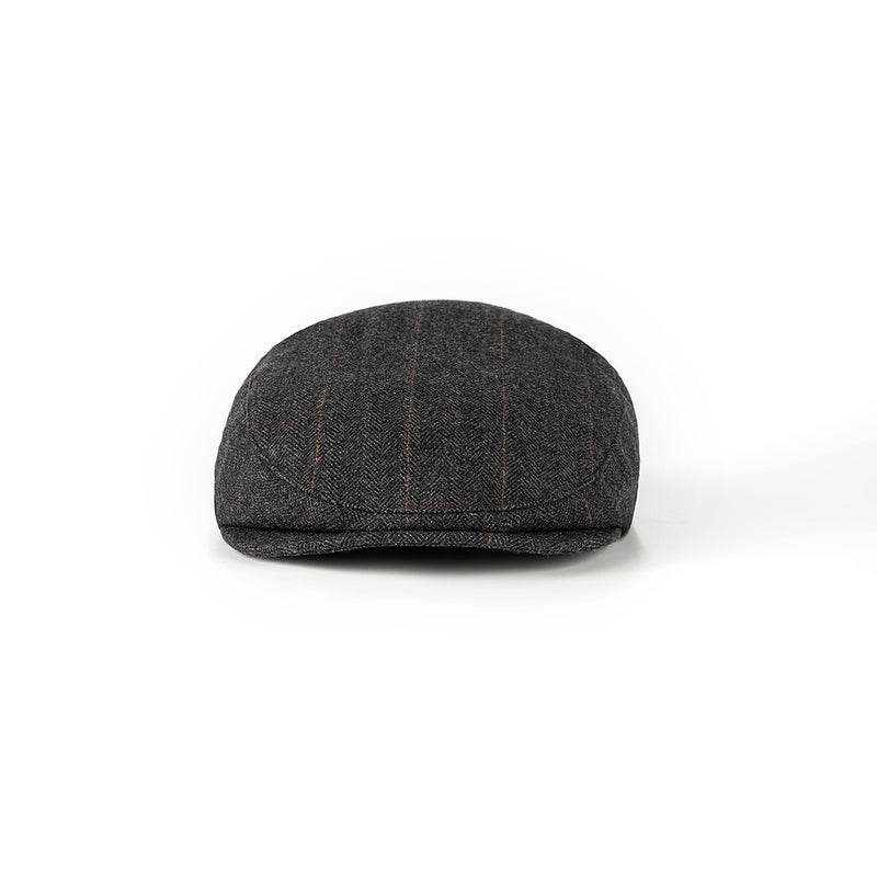 Charcoal Black Estate Herringbone Tweed Flat Caps