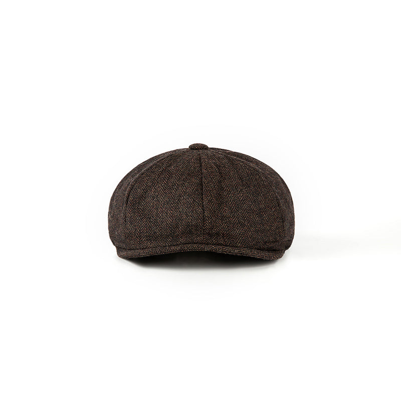 Dark Brown Herringbone Tweed Newsboy Caps